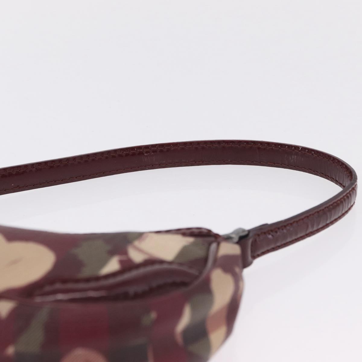 BURBERRY Nova Check Accessory Pouch PVC Leather Beige Silver Auth 211061A