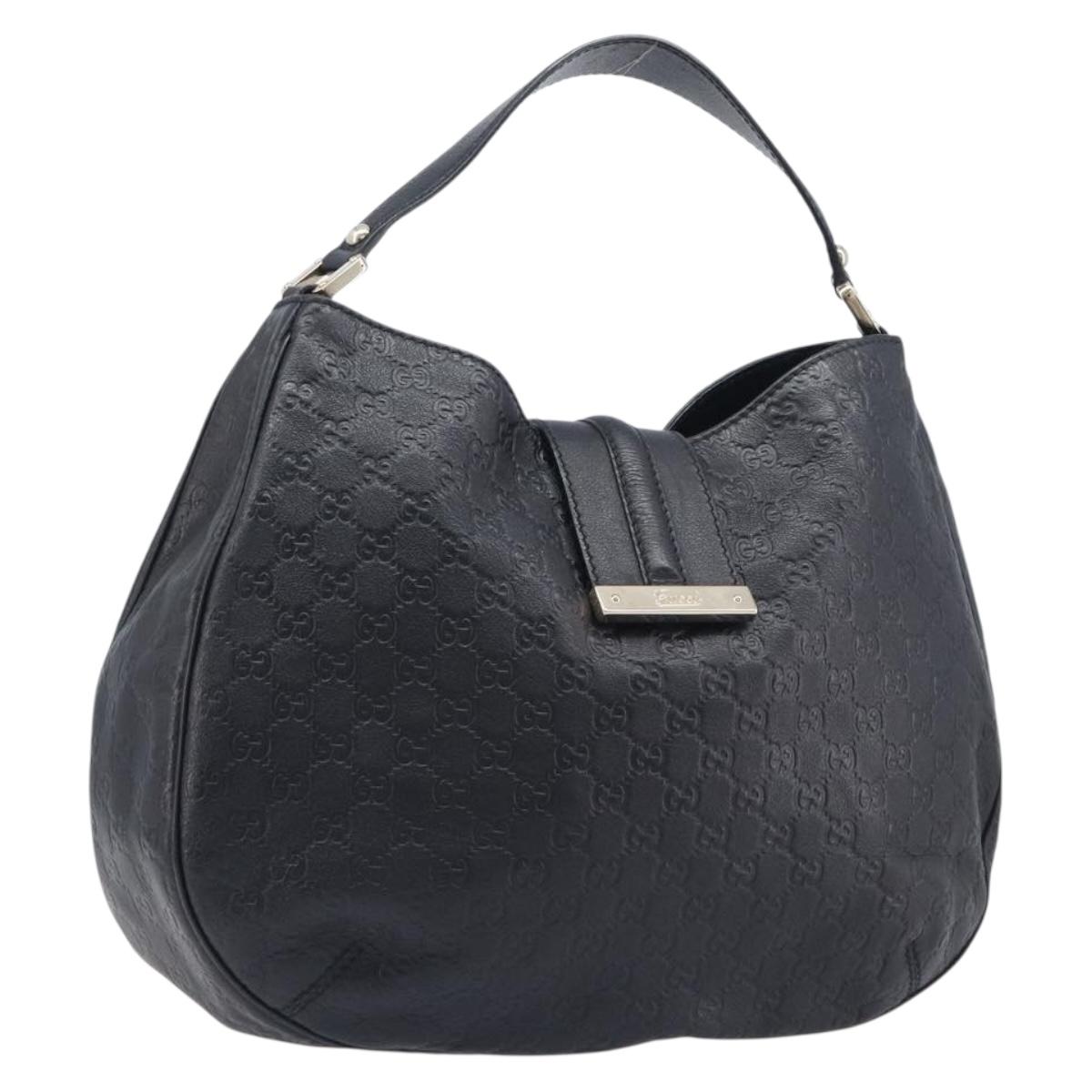 GUCCI GG Canvas Guccissima Shoulder Bag Leather Black Gold 233604 Auth 211062V