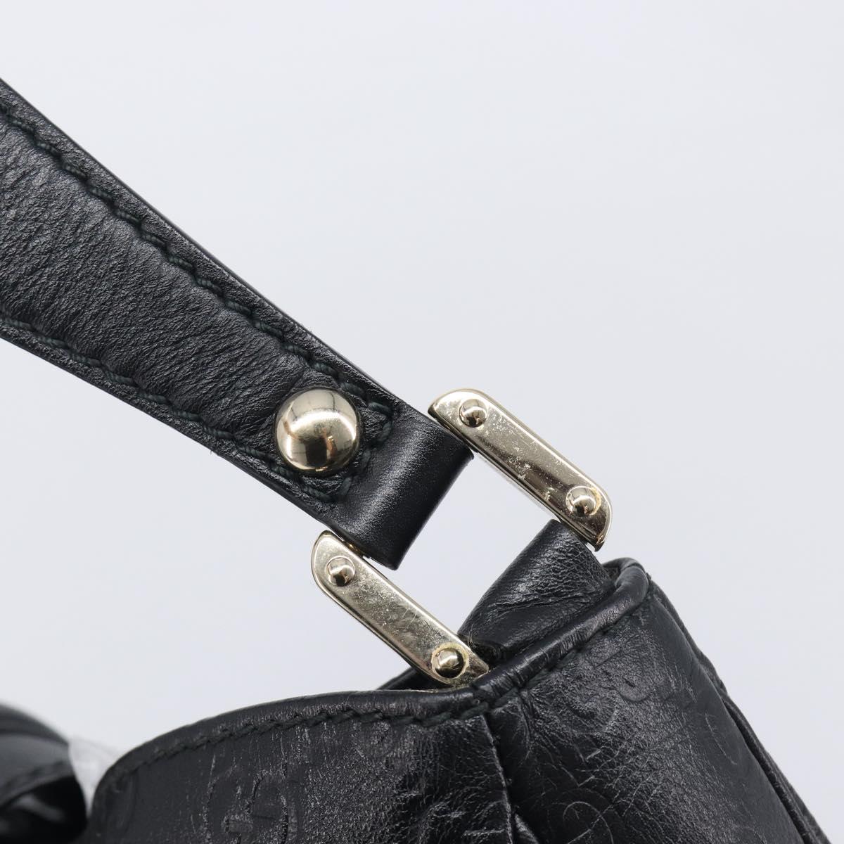 GUCCI GG Canvas Guccissima Shoulder Bag Leather Black Gold 233604 Auth 211062V