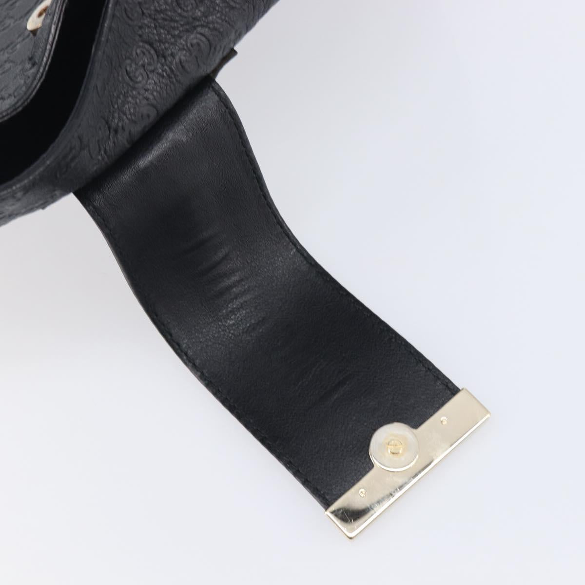 GUCCI GG Canvas Guccissima Shoulder Bag Leather Black Gold 233604 Auth 211062V
