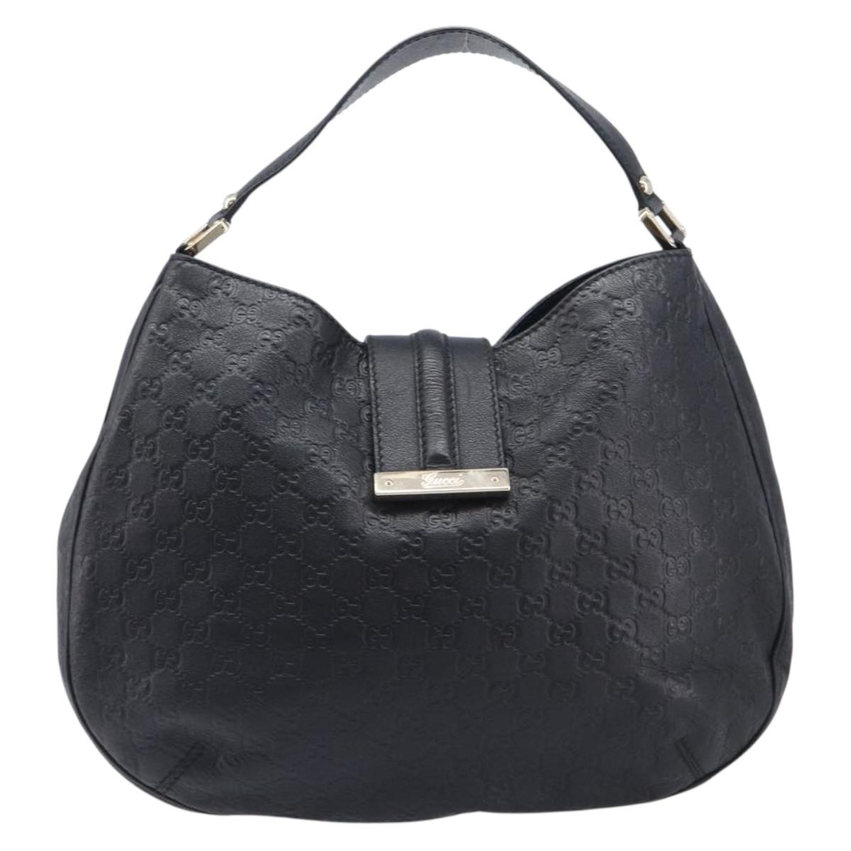 GUCCI GG Canvas Guccissima Shoulder Bag Leather Black Gold 233604 Auth 211062V