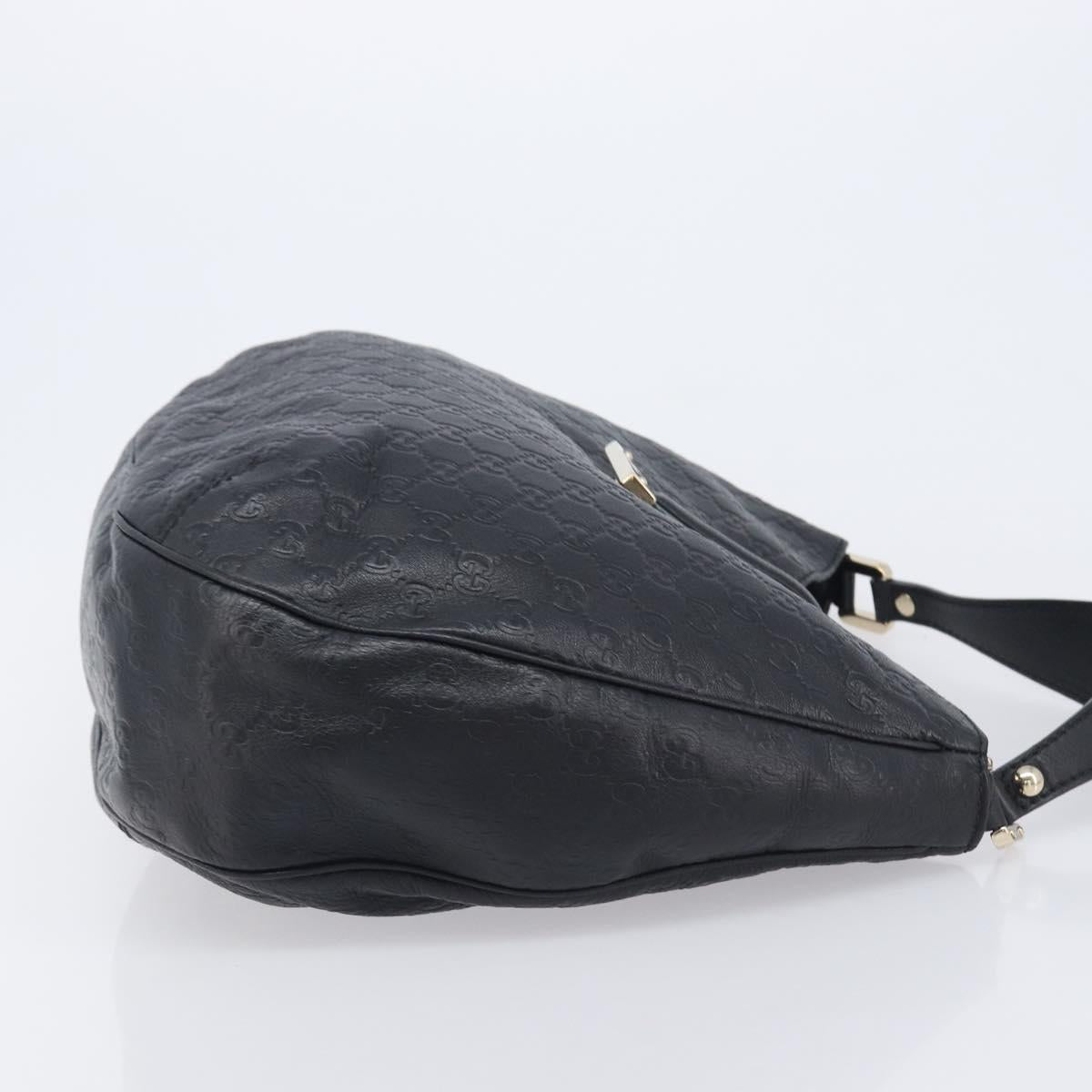 GUCCI GG Canvas Guccissima Shoulder Bag Leather Black Gold 233604 Auth 211062V