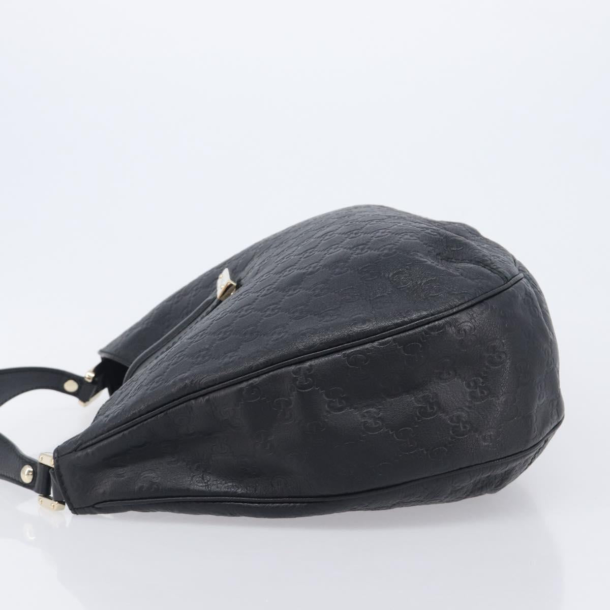 GUCCI GG Canvas Guccissima Shoulder Bag Leather Black Gold 233604 Auth 211062V