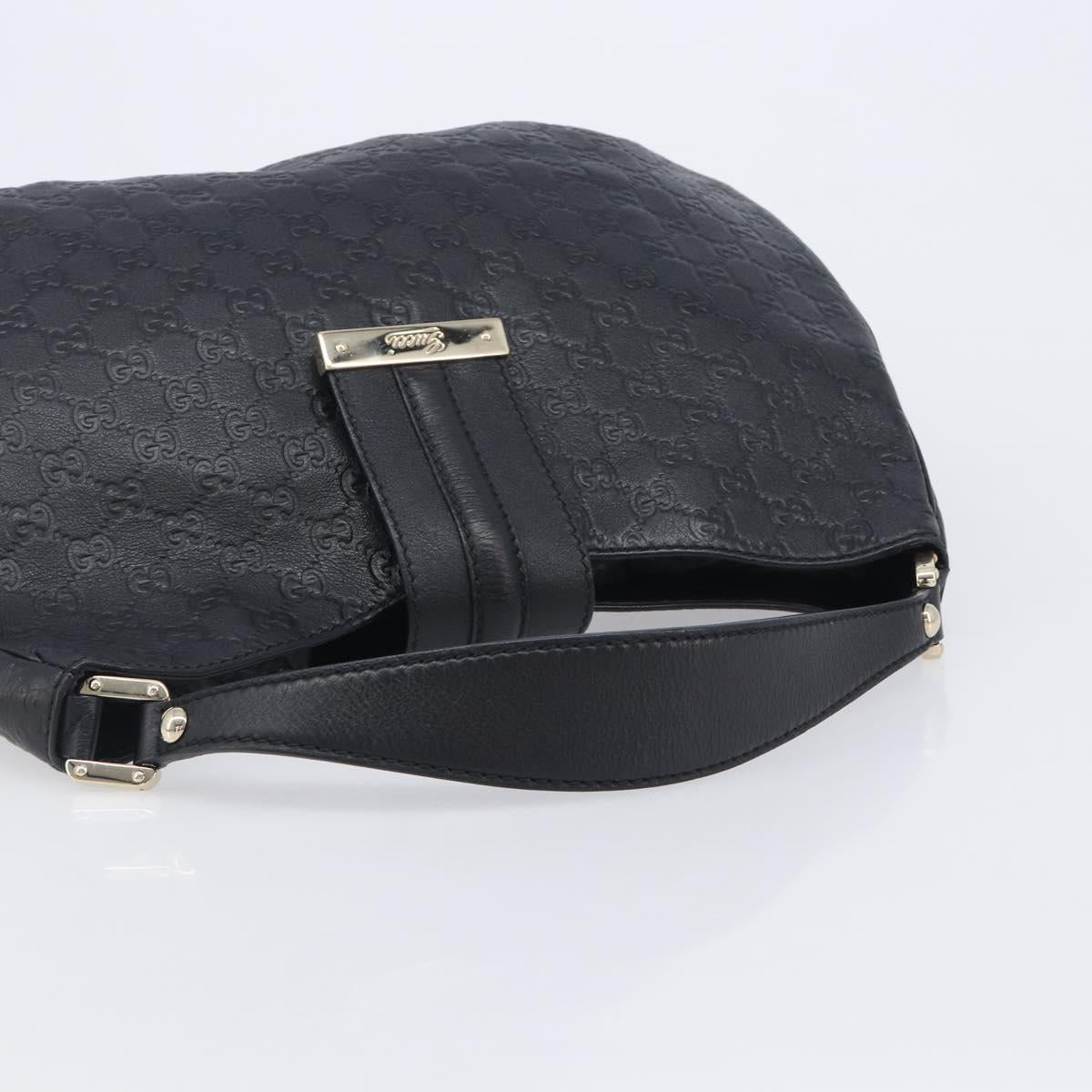 GUCCI GG Canvas Guccissima Shoulder Bag Leather Black Gold 233604 Auth 211062V