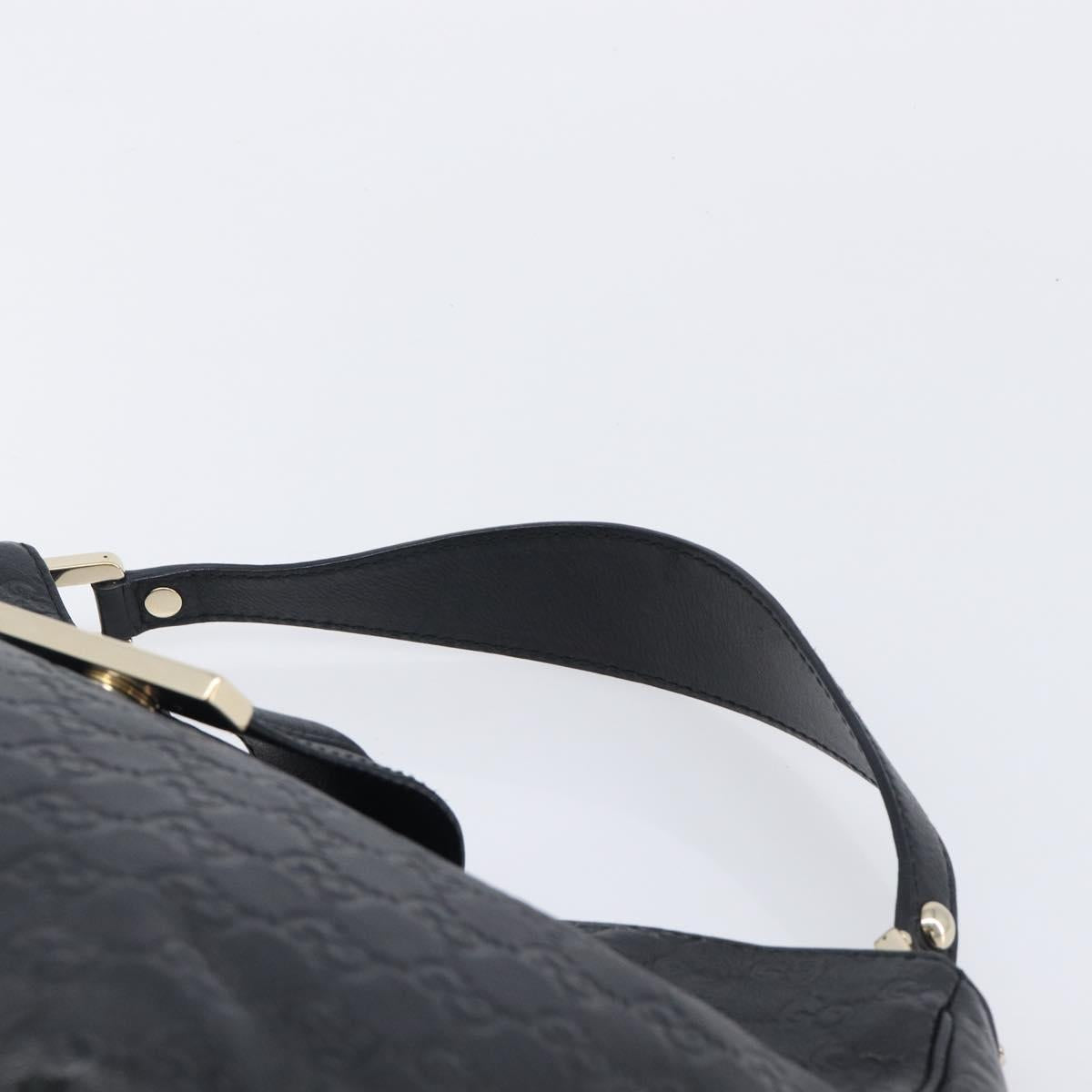 GUCCI GG Canvas Guccissima Shoulder Bag Leather Black Gold 233604 Auth 211062V