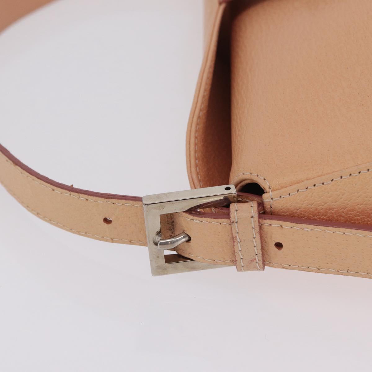 FENDI Mamma Baguette Shoulder Bag Leather Pink Silver Auth 211066V