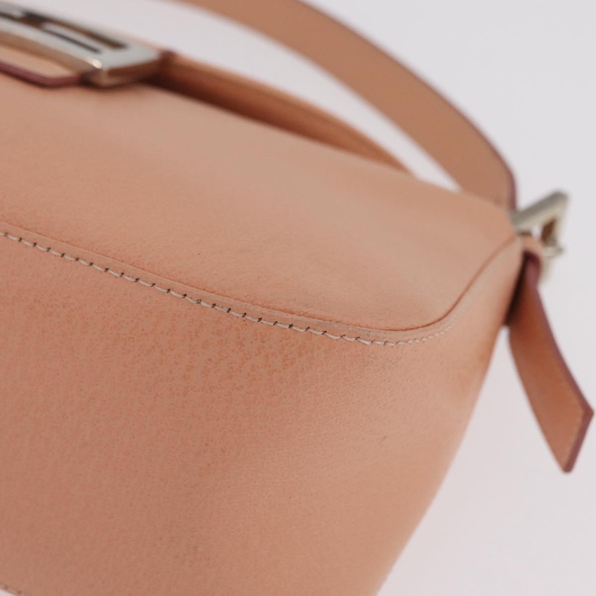 FENDI Mamma Baguette Shoulder Bag Leather Pink Silver Auth 211066V