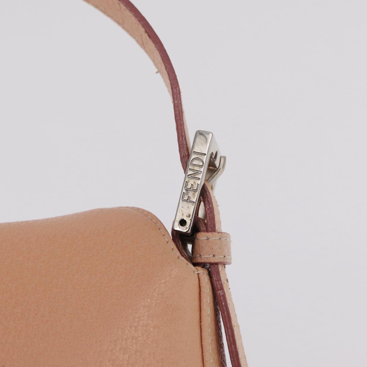 FENDI Mamma Baguette Shoulder Bag Leather Pink Silver Auth 211066V