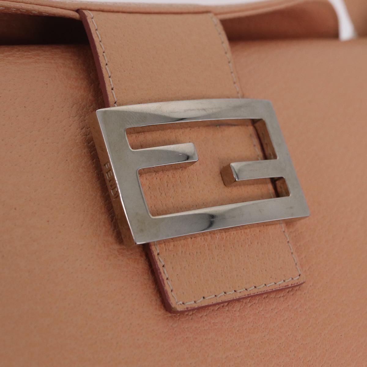 FENDI Mamma Baguette Shoulder Bag Leather Pink Silver Auth 211066V