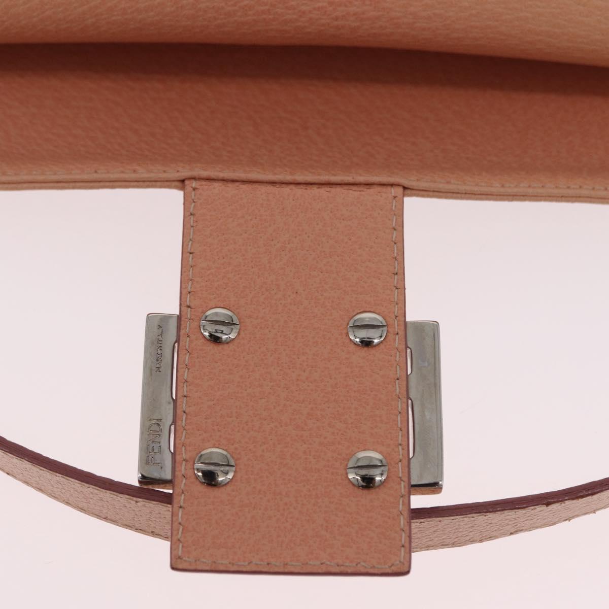 FENDI Mamma Baguette Shoulder Bag Leather Pink Silver Auth 211066V