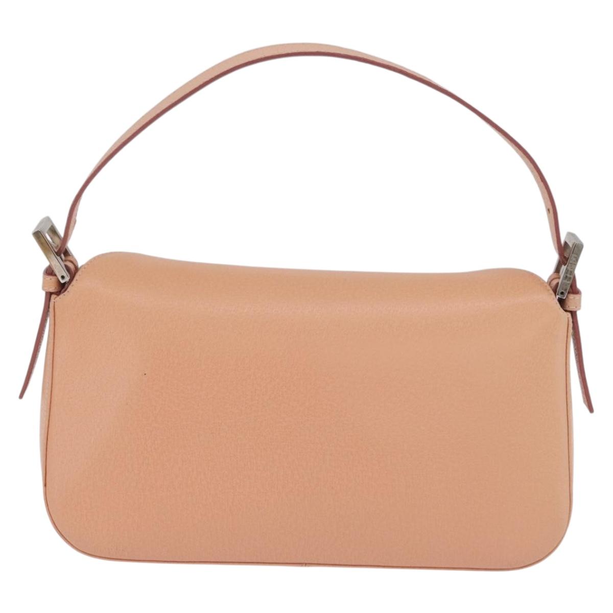 FENDI Mamma Baguette Shoulder Bag Leather Pink Silver Auth 211066V