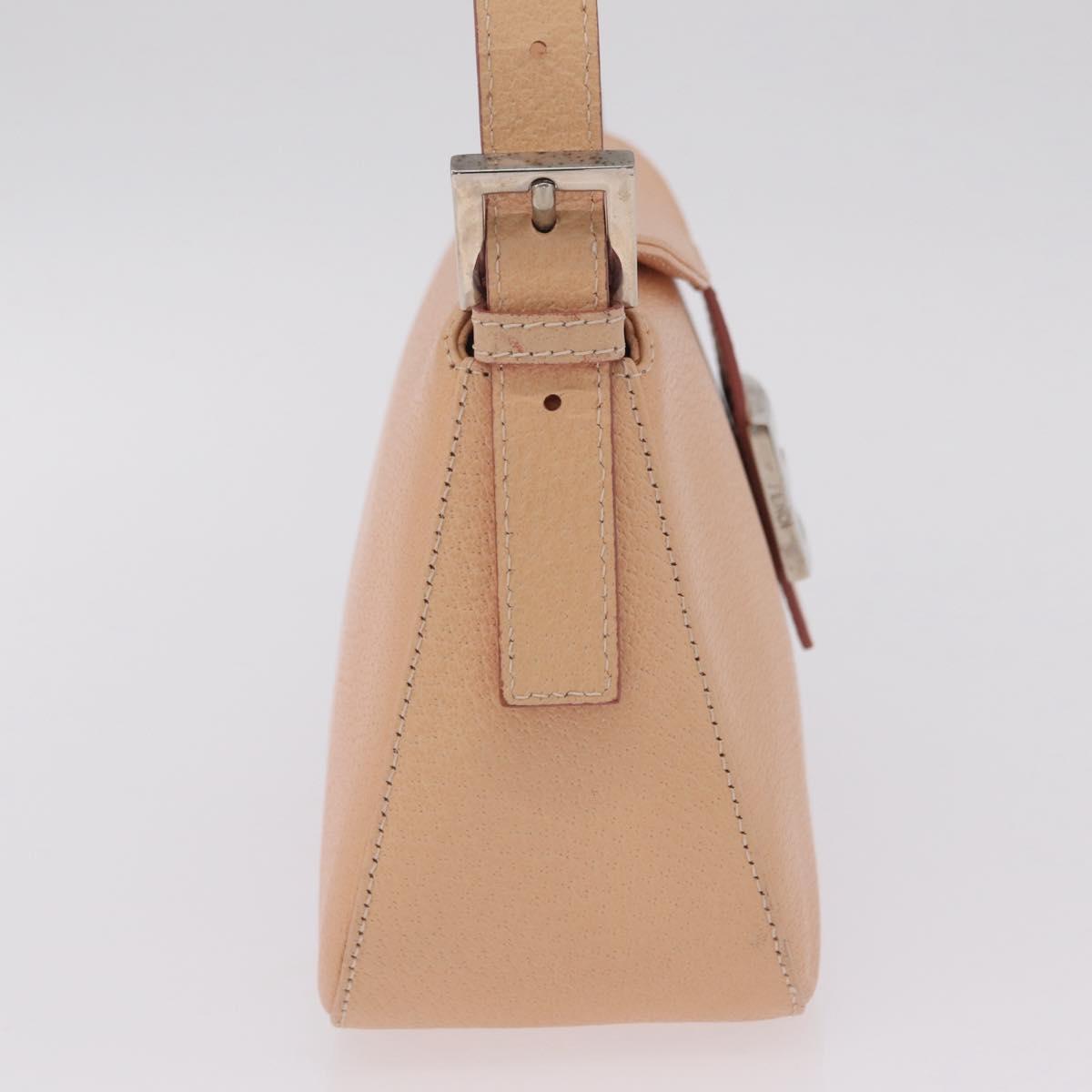 FENDI Mamma Baguette Shoulder Bag Leather Pink Silver Auth 211066V