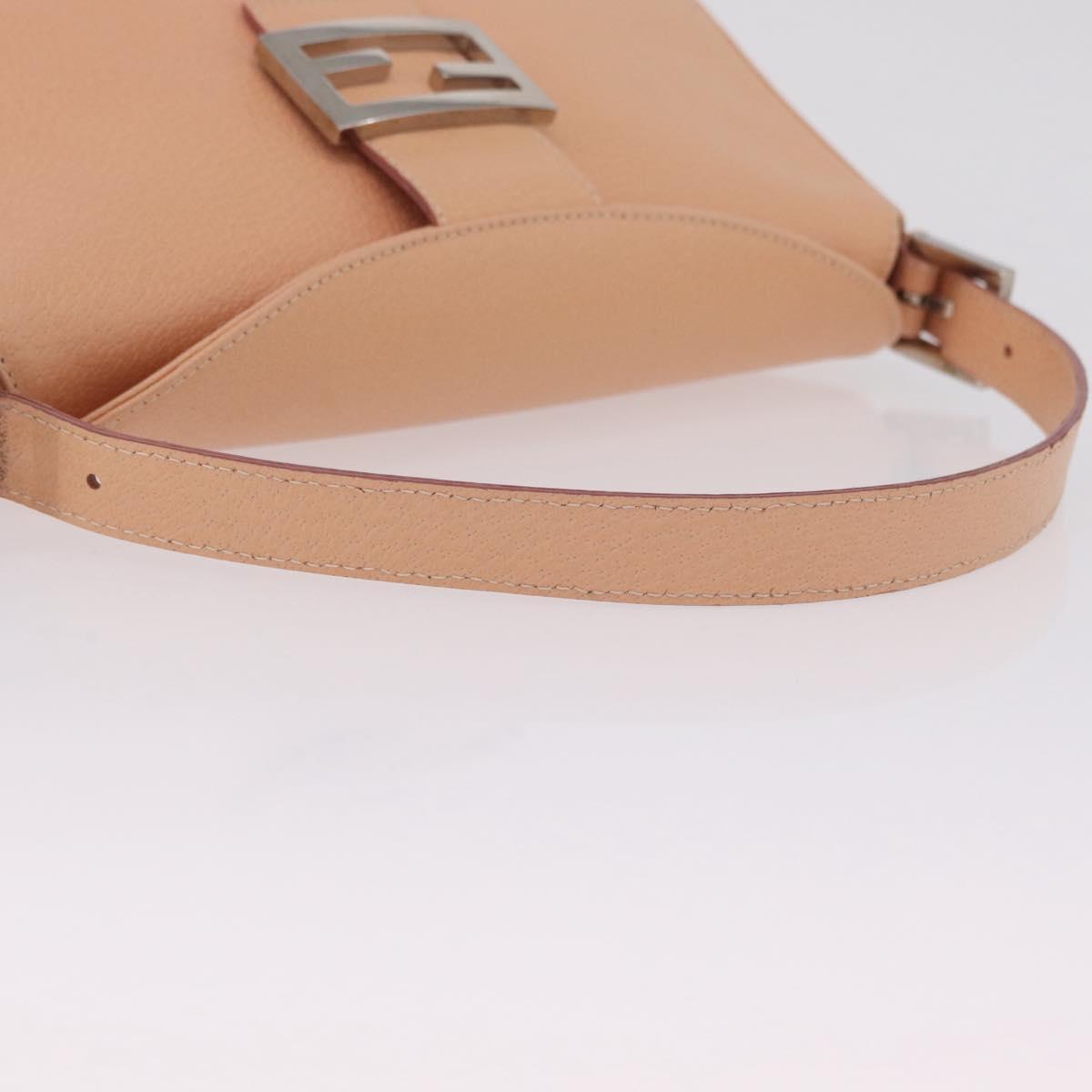 FENDI Mamma Baguette Shoulder Bag Leather Pink Silver Auth 211066V
