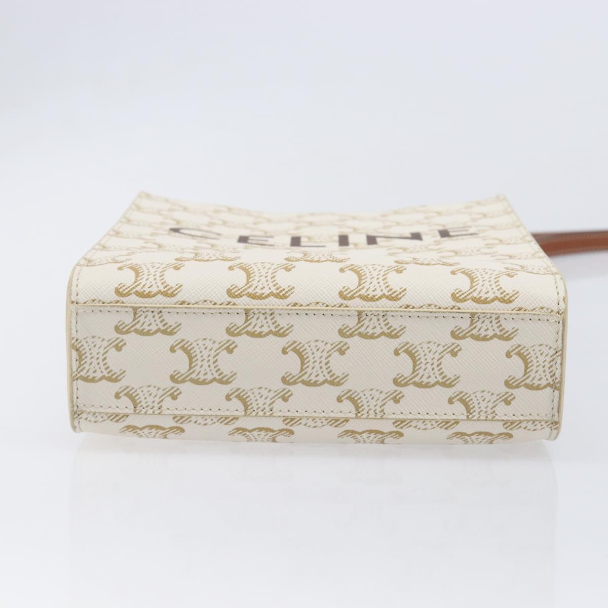 CELINE Triomphe Mini Vertical Cabas Hand Bag PVC 2way Ivory Gold Auth 211067V