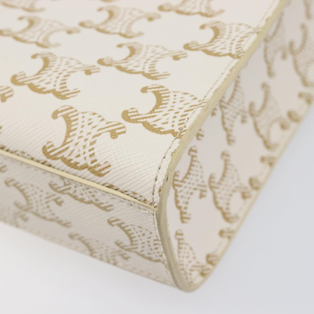 CELINE Triomphe Mini Vertical Cabas Hand Bag PVC 2way Ivory Gold Auth 211067V