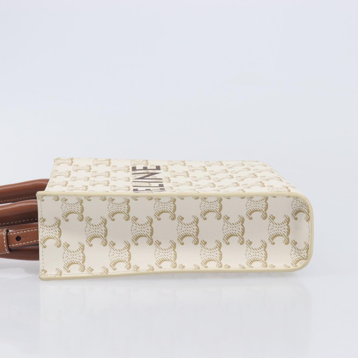 CELINE Triomphe Mini Vertical Cabas Hand Bag PVC 2way Ivory Gold Auth 211067V