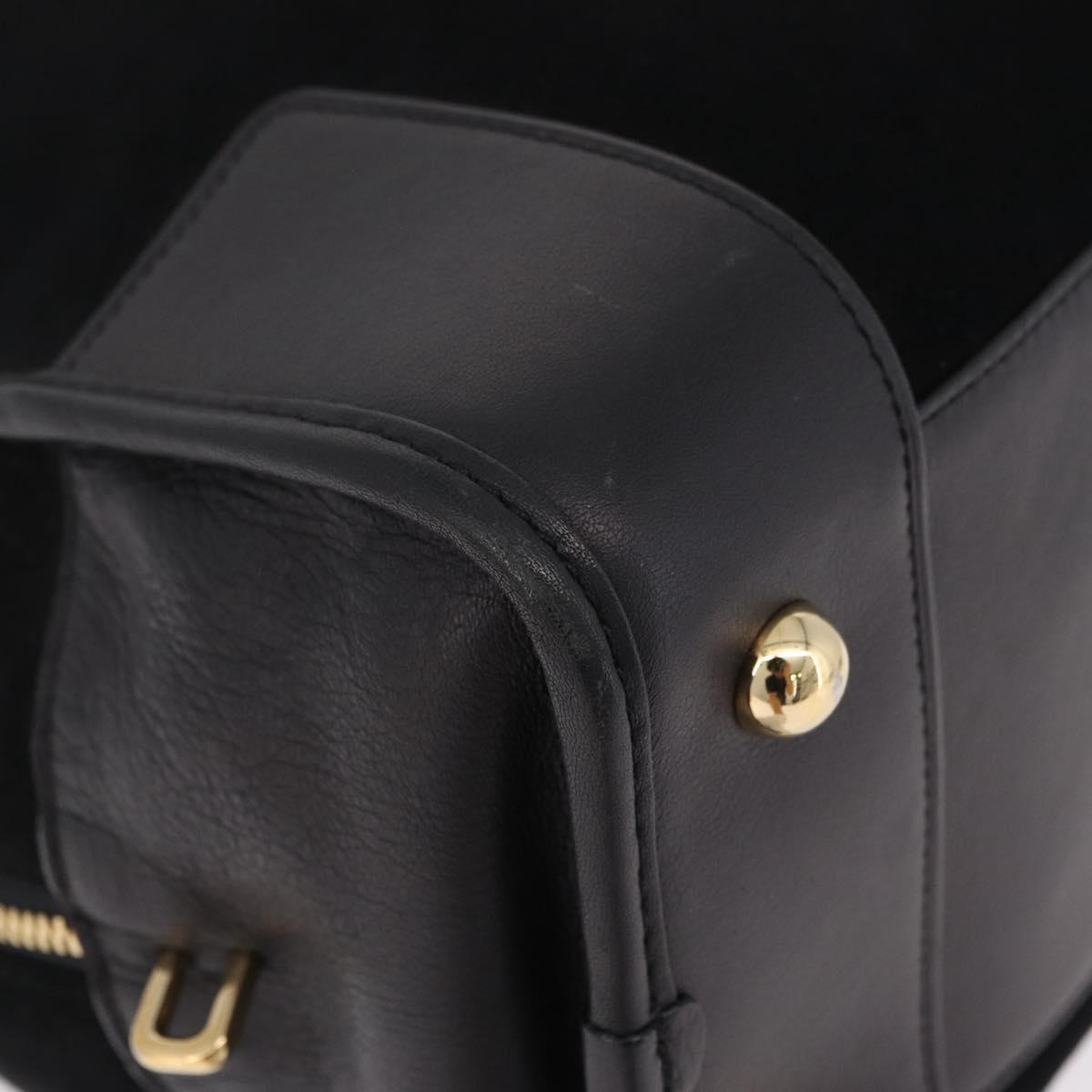LOEWE Amazona 36 Hand Bag Suede Black Gold Tone Auth 211068V