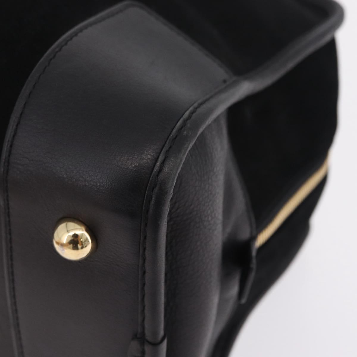 LOEWE Amazona 36 Hand Bag Suede Black Gold Tone Auth 211068V