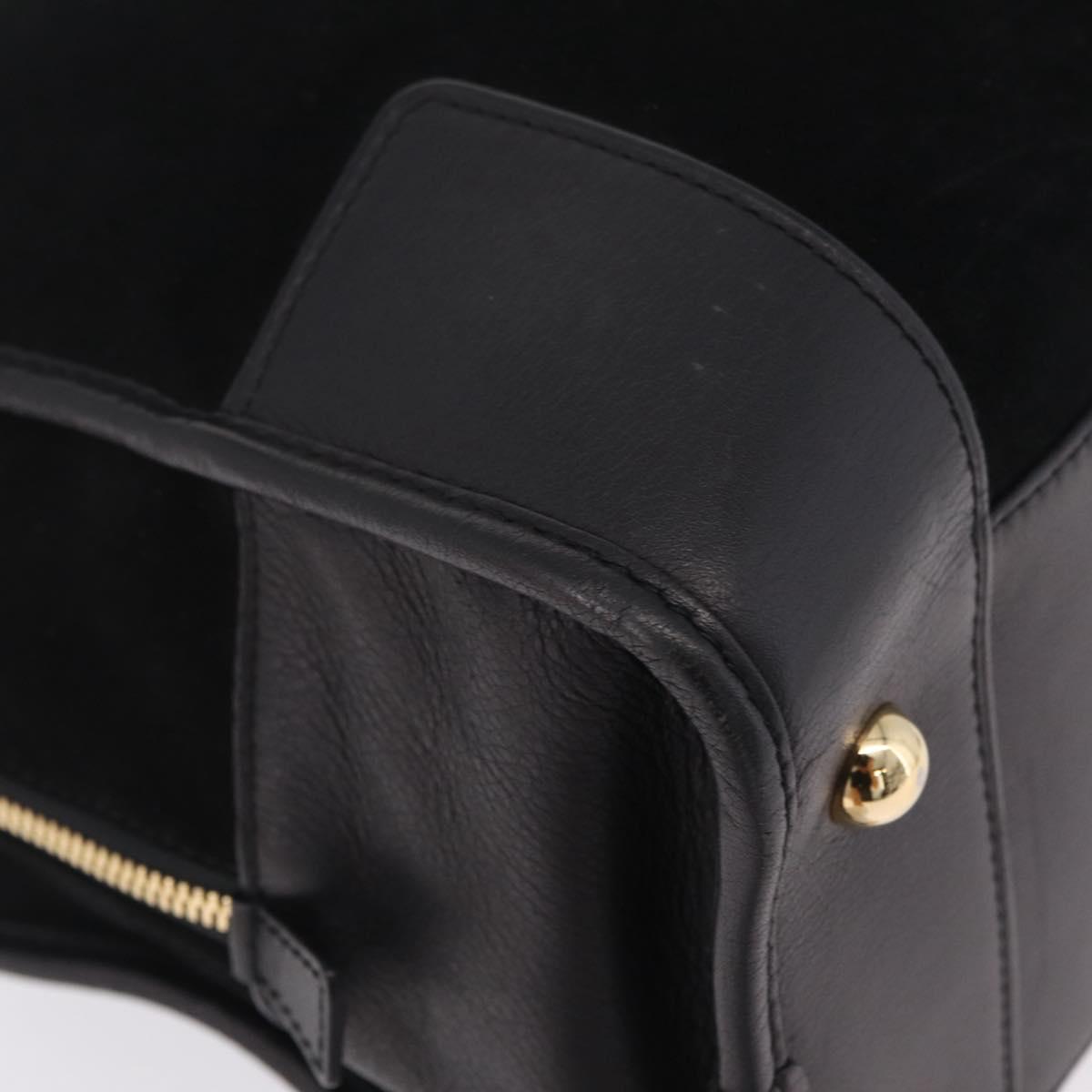 LOEWE Amazona 36 Hand Bag Suede Black Gold Tone Auth 211068V