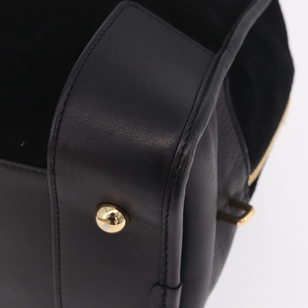 LOEWE Amazona 36 Hand Bag Suede Black Gold Tone Auth 211068V