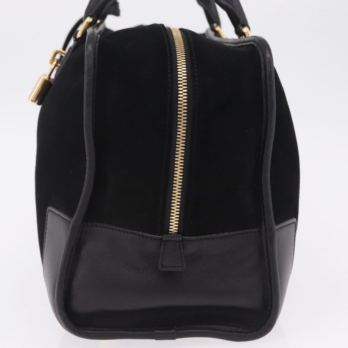 LOEWE Amazona 36 Hand Bag Suede Black Gold Tone Auth 211068V
