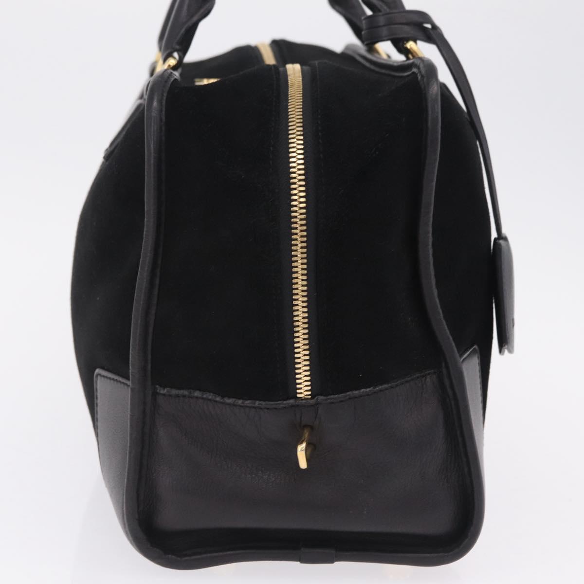 LOEWE Amazona 36 Hand Bag Suede Black Gold Tone Auth 211068V