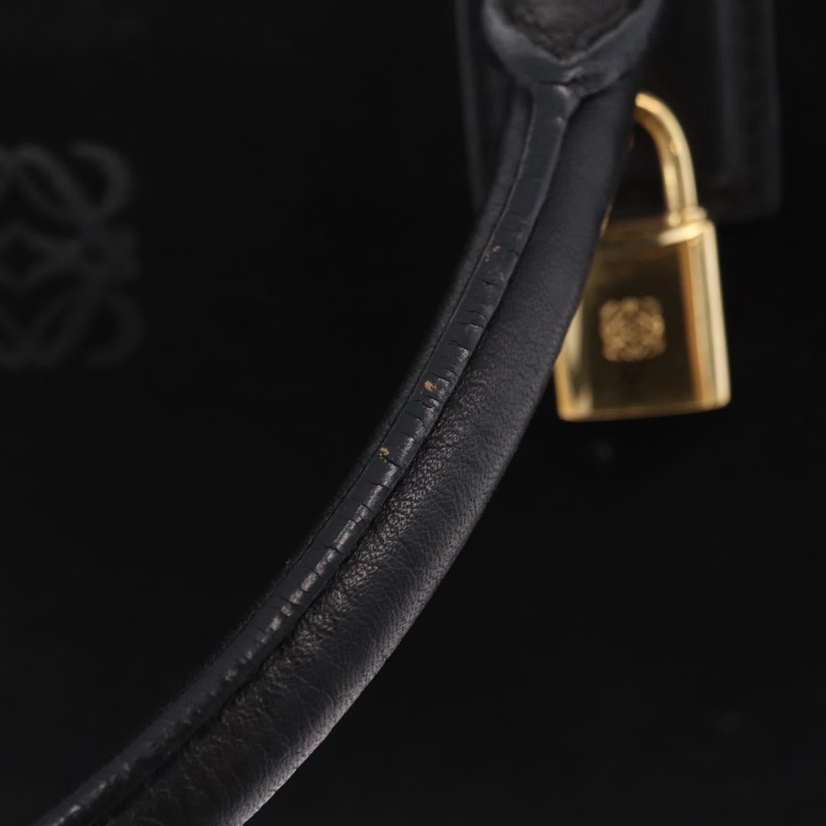 LOEWE Amazona 36 Hand Bag Suede Black Gold Tone Auth 211068V