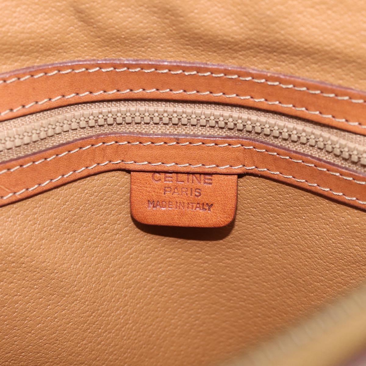 CELINE Macadam Hand Bag PVC 2way Beige Gold Tone Auth 211069A