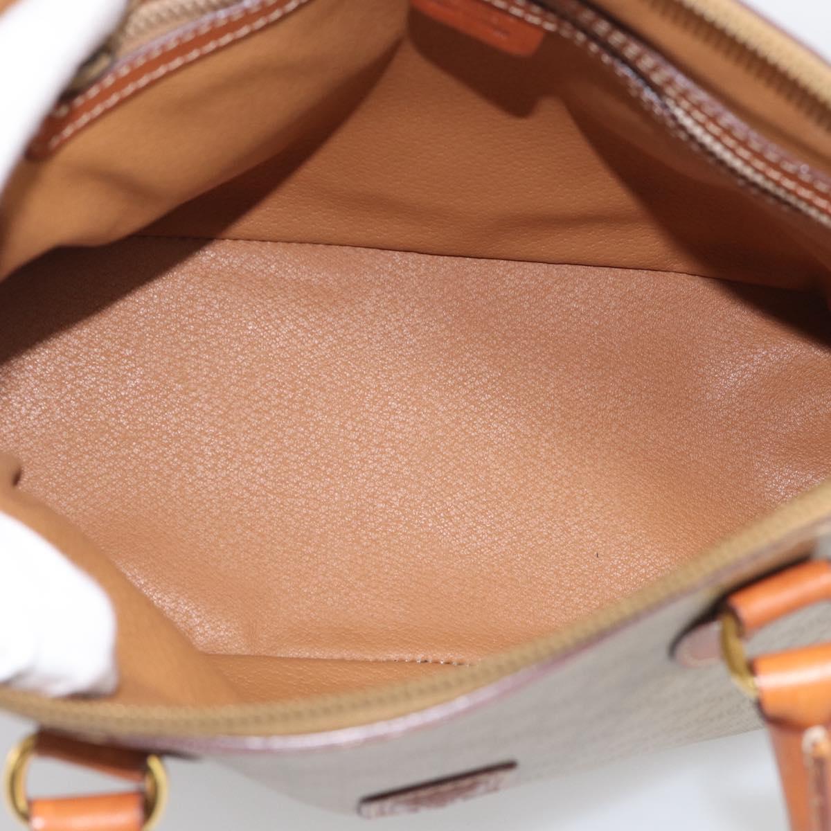 CELINE Macadam Hand Bag PVC 2way Beige Gold Tone Auth 211069A