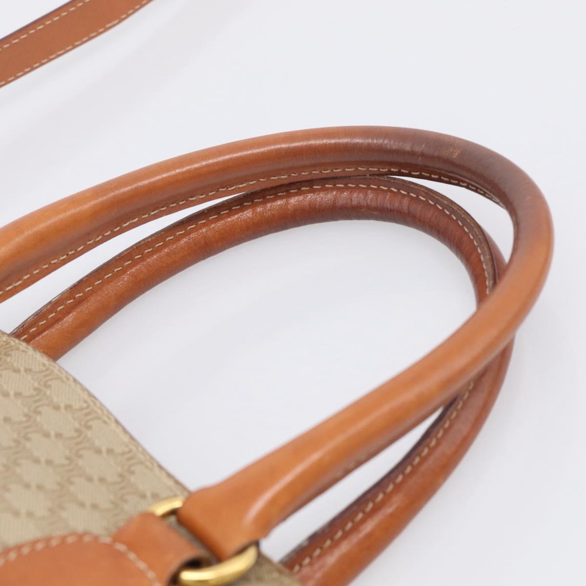 CELINE Macadam Hand Bag PVC 2way Beige Gold Tone Auth 211069A