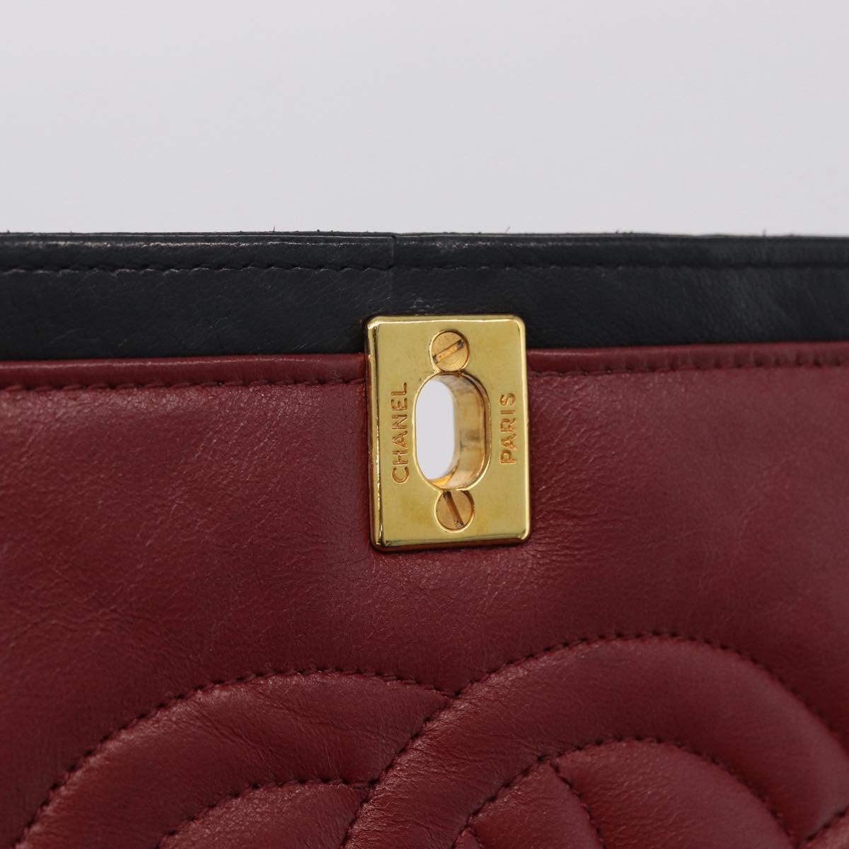 CHANEL Matelasse Chain Shoulder Bag Lamb Skin Black Gold Tone CC Auth 211072V