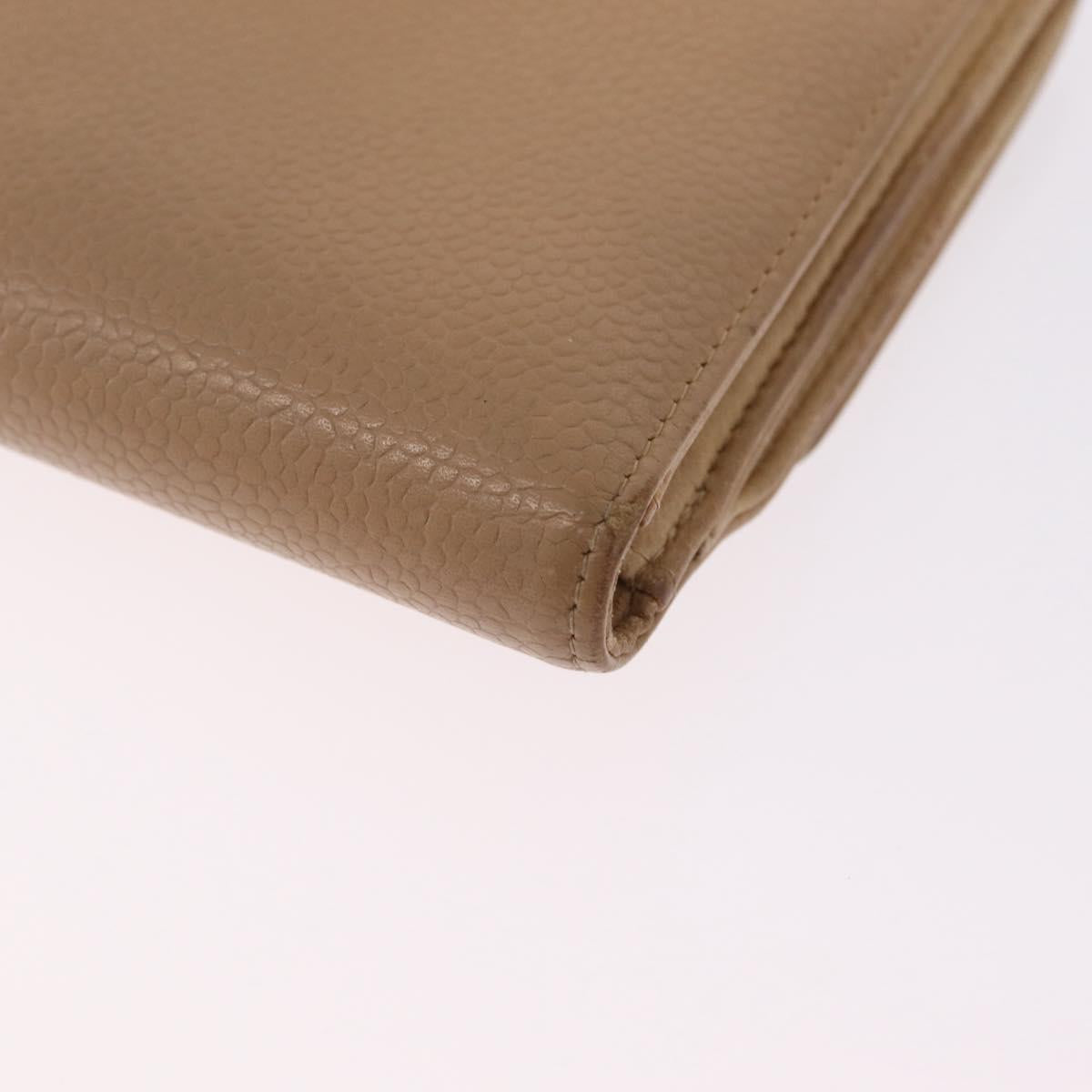 CHANEL Wallet Caviar Skin Beige CC Auth 211073