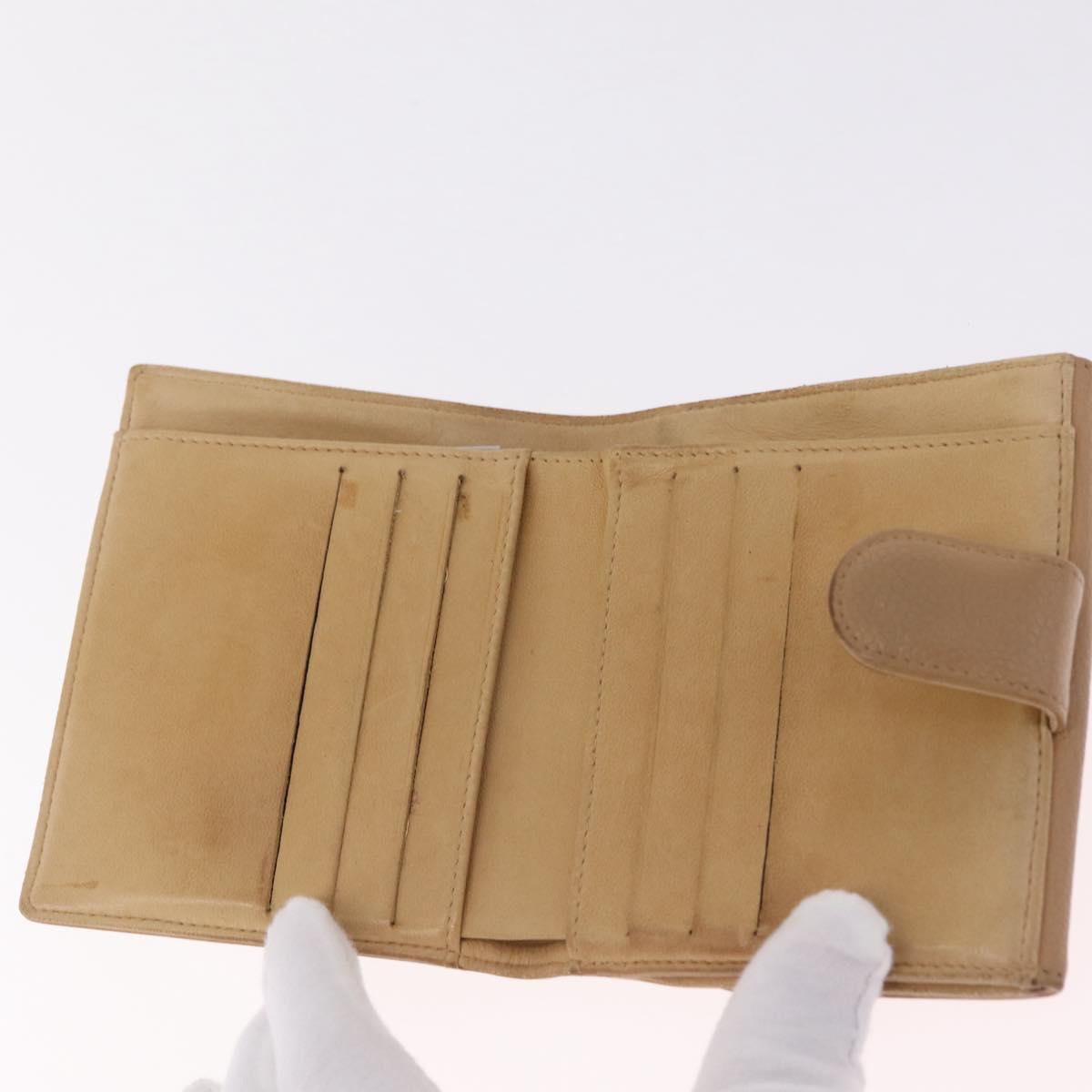CHANEL Wallet Caviar Skin Beige CC Auth 211073