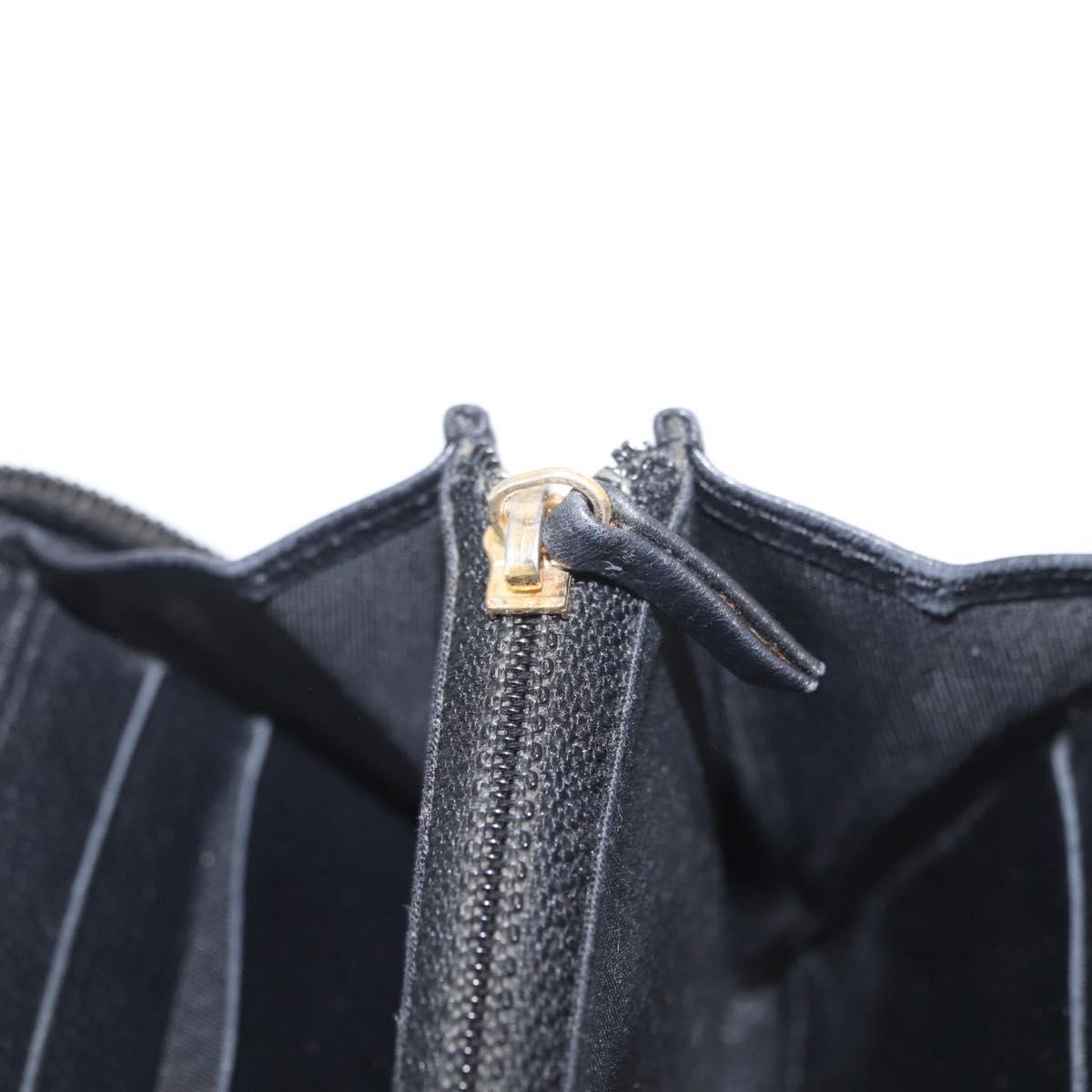 CHANEL Camelia Long Wallet Leather Black Gold Tone CC Auth 211077