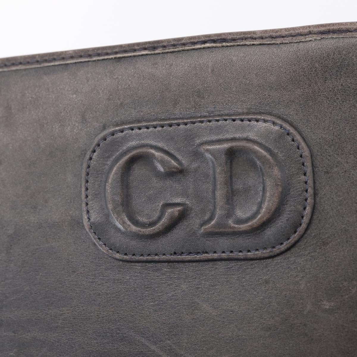 Christian Dior Shoulder Bag Leather Navy Gold Tone Auth 211098