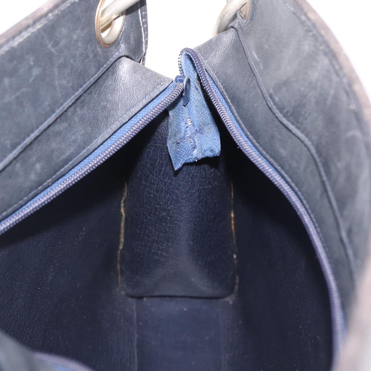 Christian Dior Shoulder Bag Leather Navy Gold Tone Auth 211098