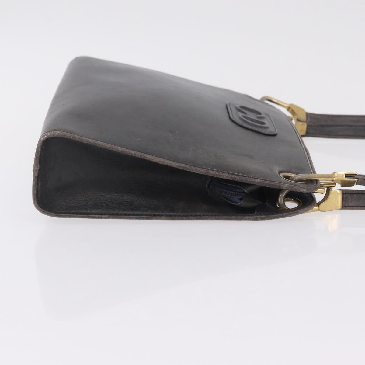 Christian Dior Shoulder Bag Leather Navy Gold Tone Auth 211098