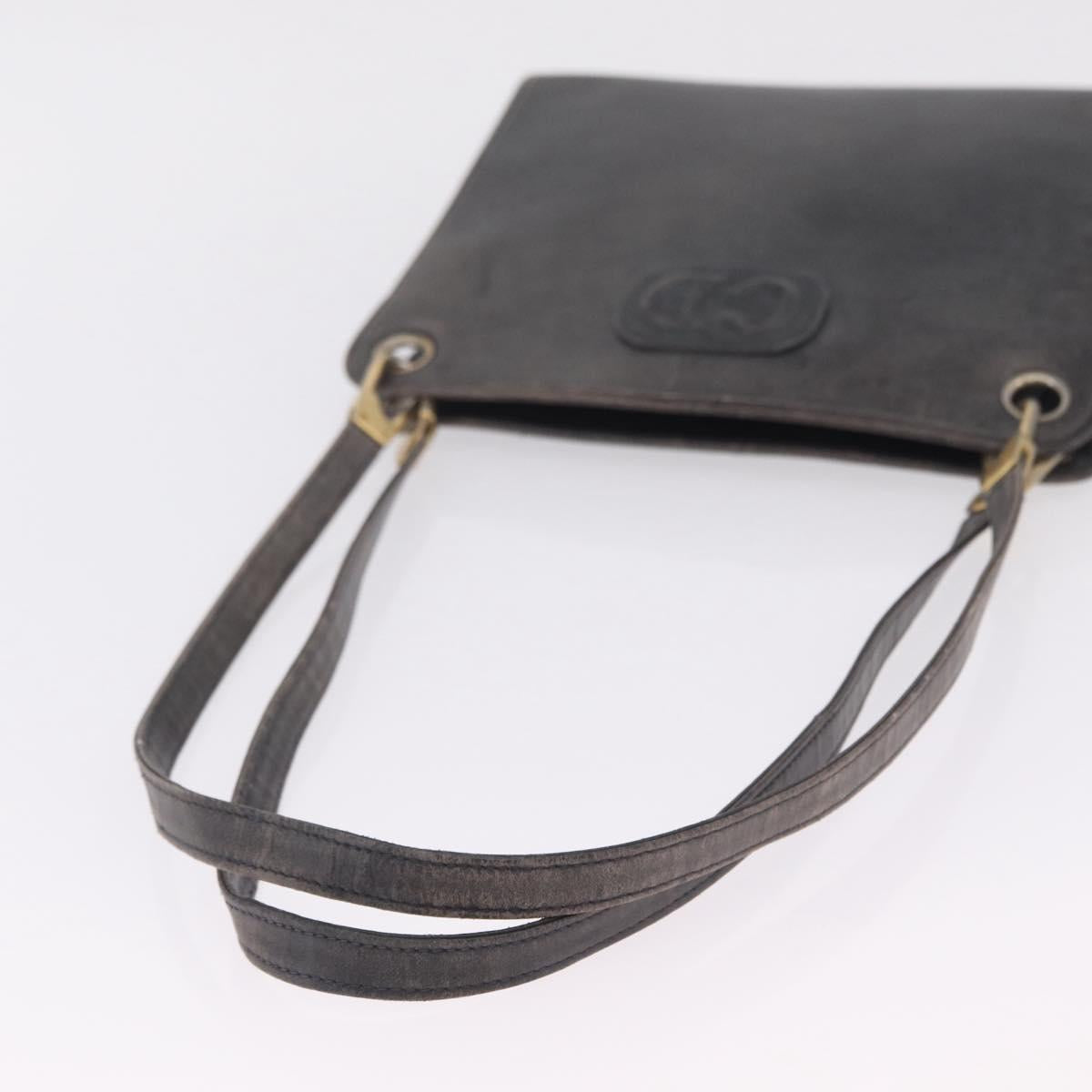 Christian Dior Shoulder Bag Leather Navy Gold Tone Auth 211098
