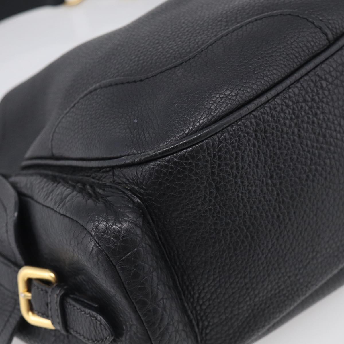 PRADA Shoulder Bag Leather Black Gold Auth 211133V
