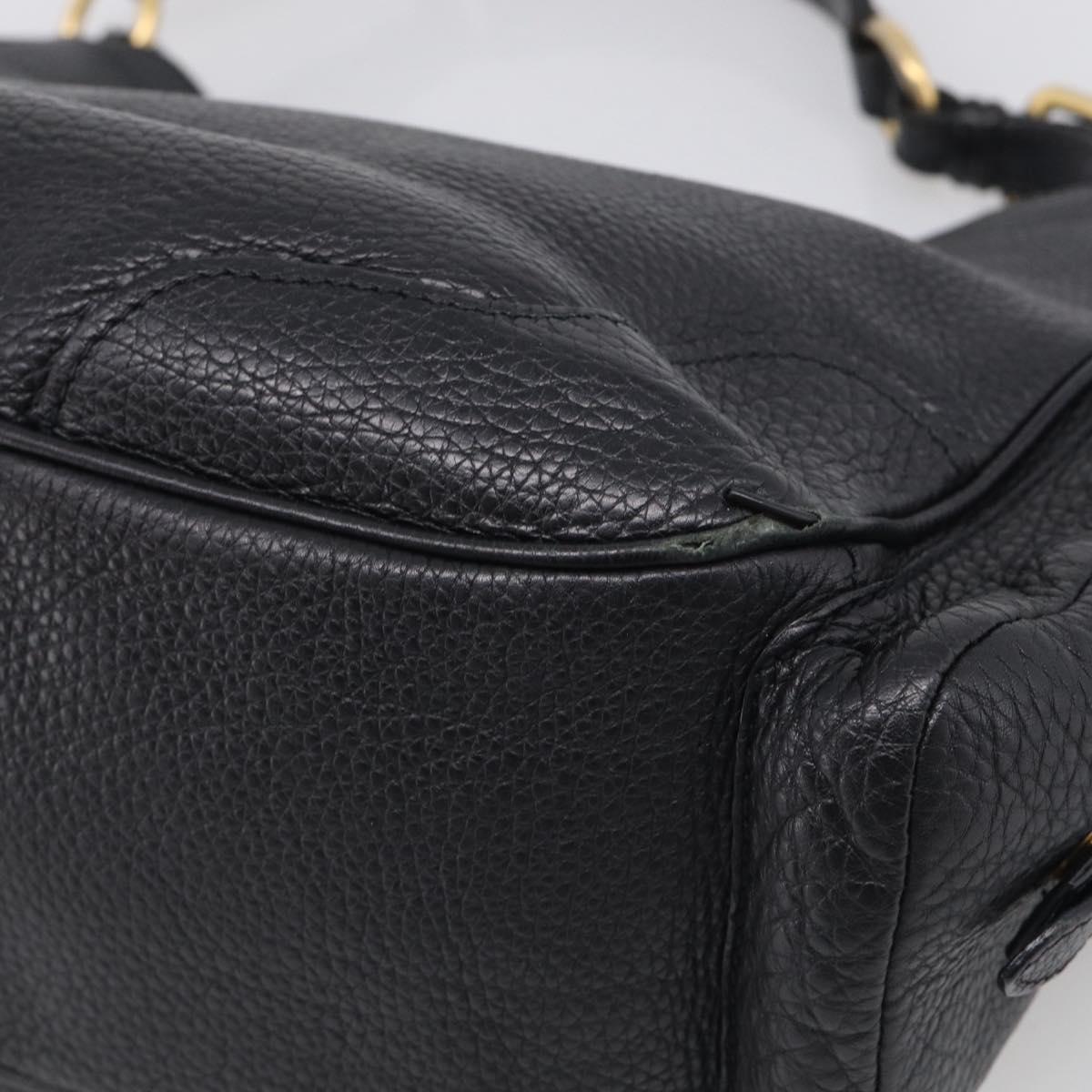 PRADA Shoulder Bag Leather Black Gold Auth 211133V