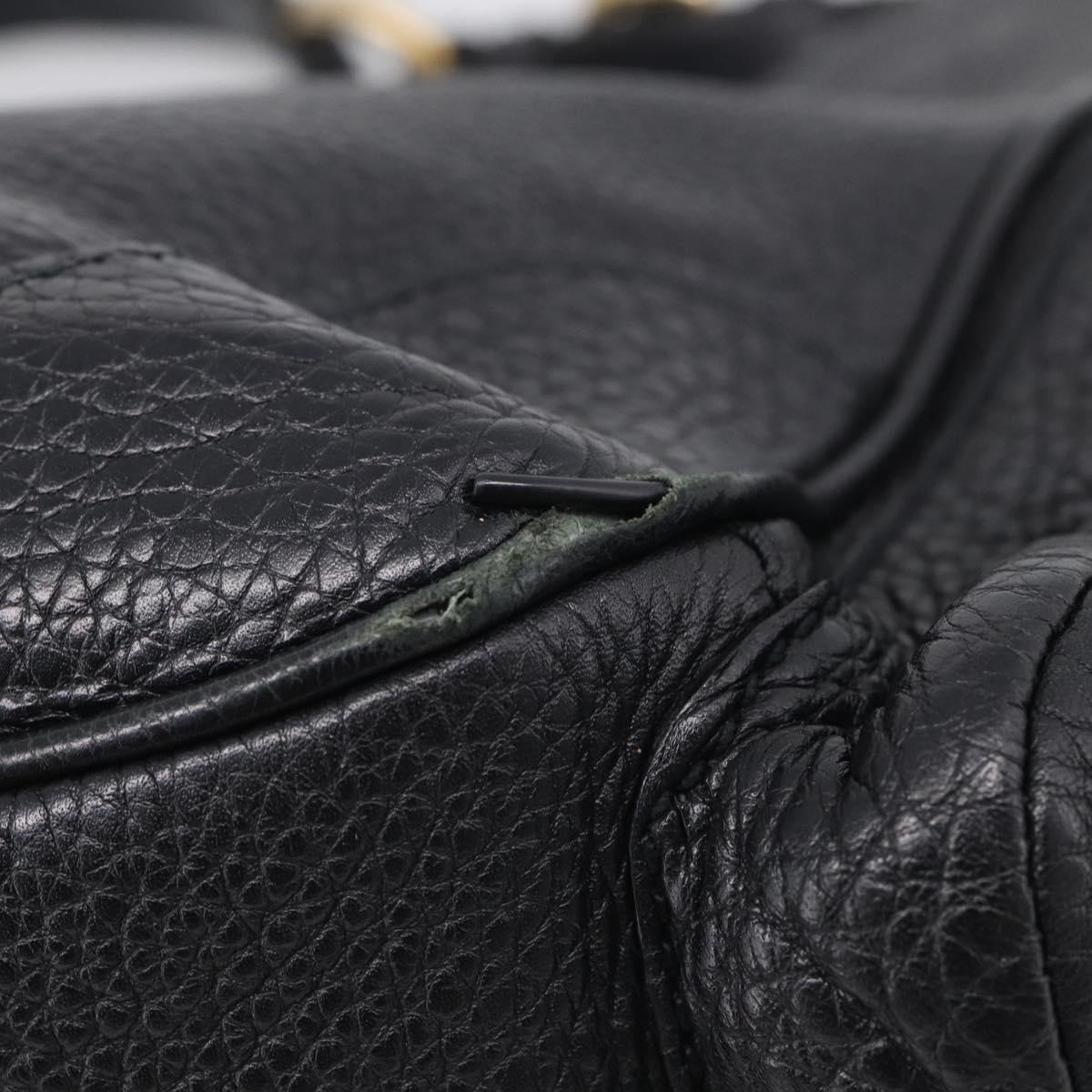 PRADA Shoulder Bag Leather Black Gold Auth 211133V