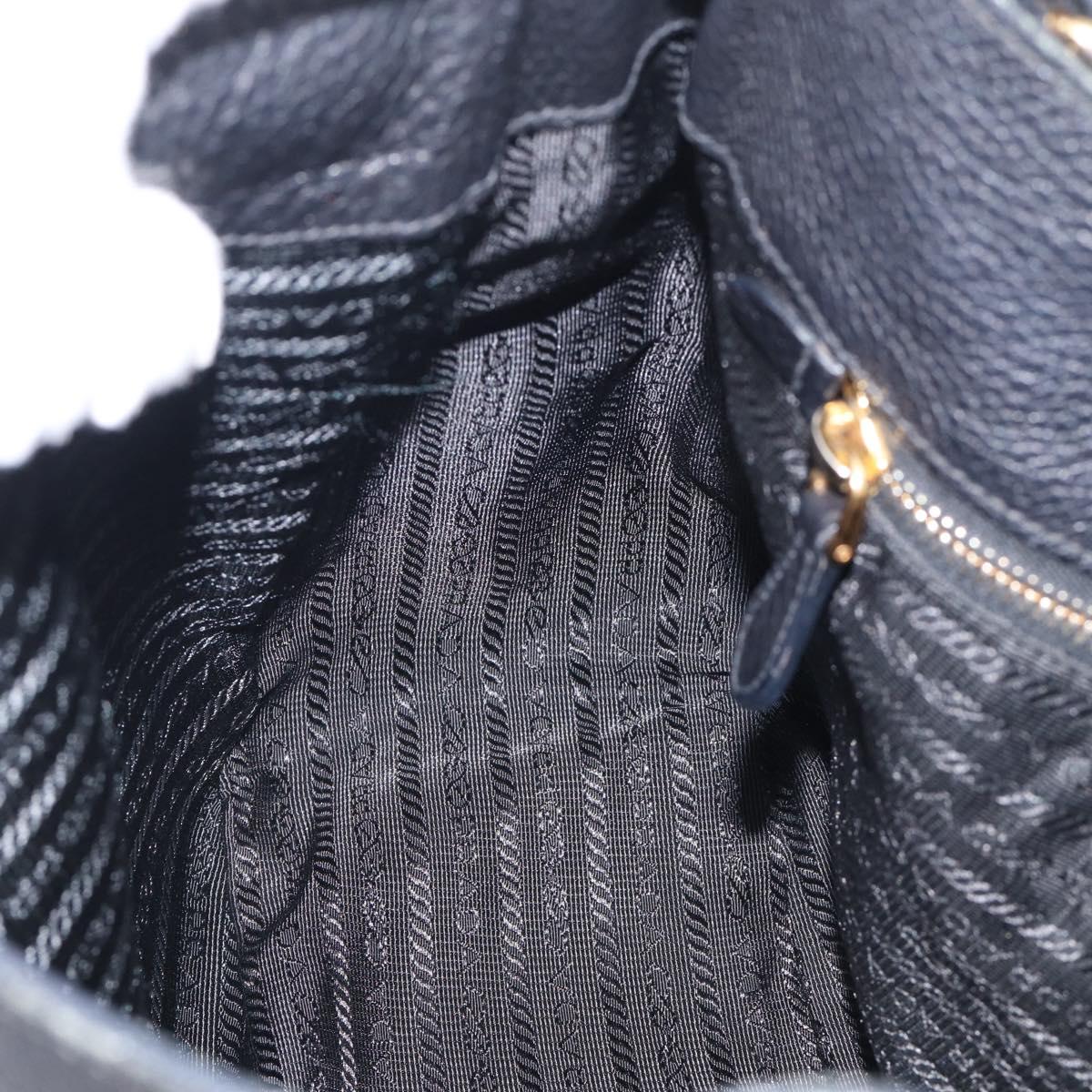 PRADA Shoulder Bag Leather Black Gold Auth 211133V