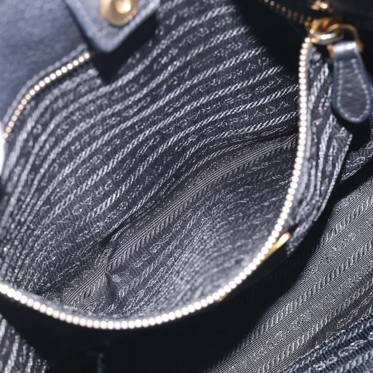 PRADA Shoulder Bag Leather Black Gold Auth 211133V