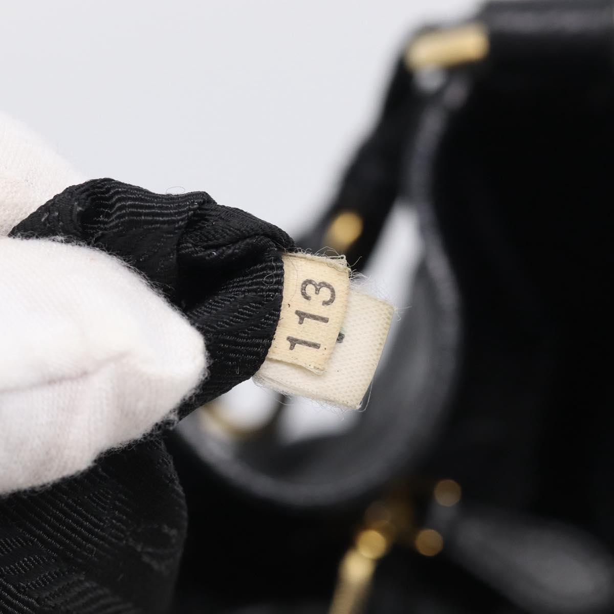 PRADA Shoulder Bag Leather Black Gold Auth 211133V