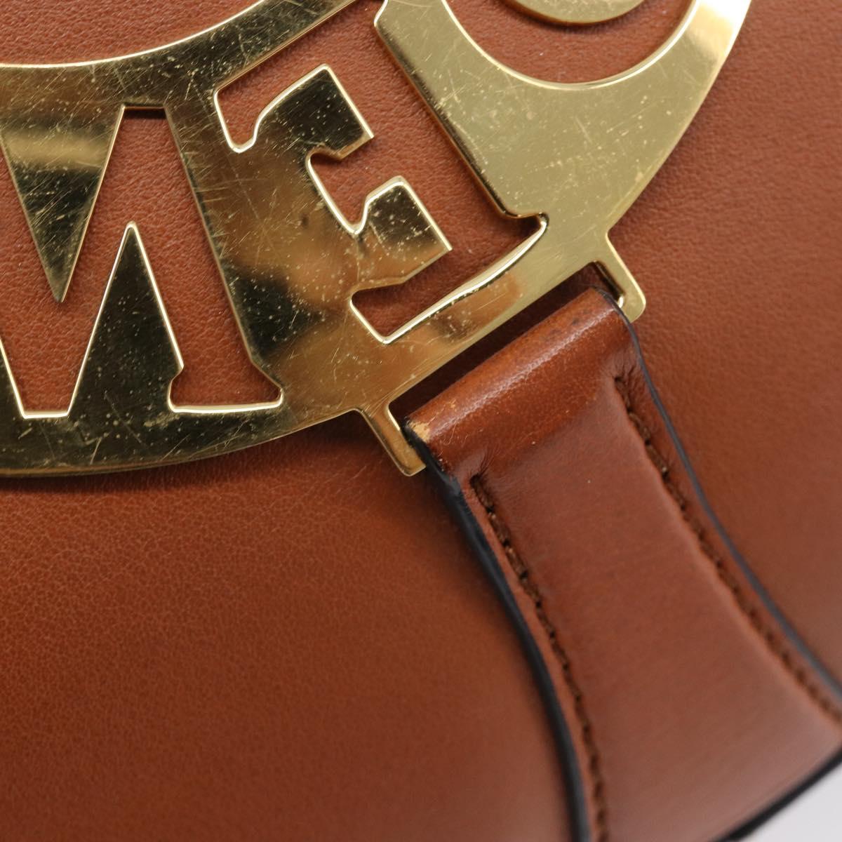 LOEWE Joyce Small Chain Shoulder Bag Leather Brown Gold Auth 211154V