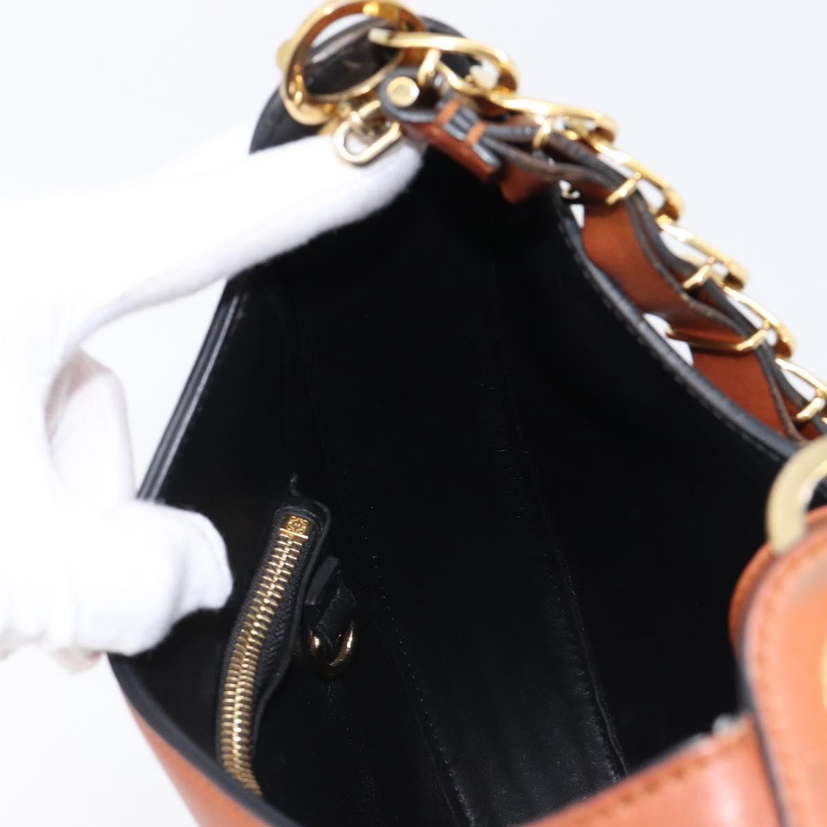 LOEWE Joyce Small Chain Shoulder Bag Leather Brown Gold Auth 211154V