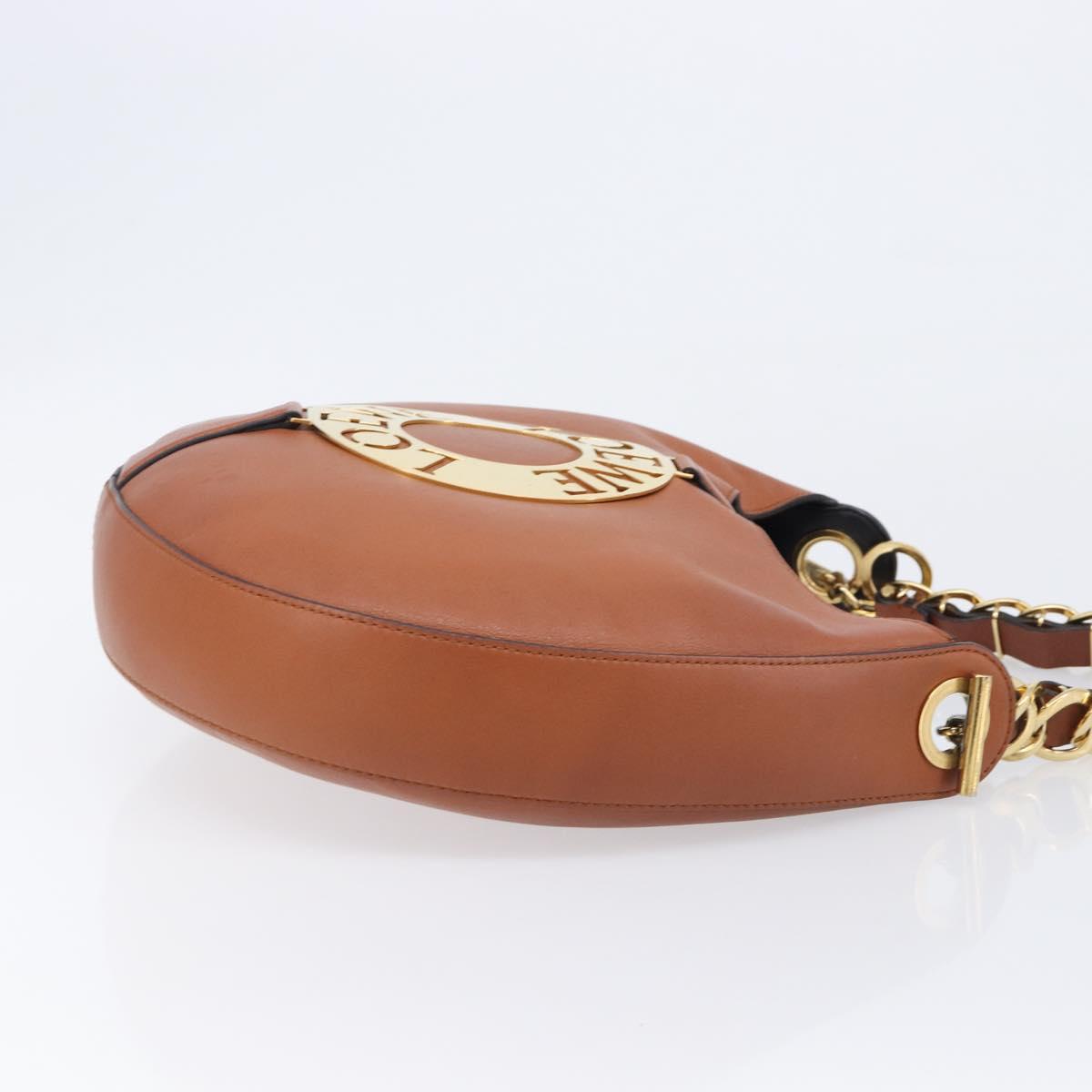 LOEWE Joyce Small Chain Shoulder Bag Leather Brown Gold Auth 211154V
