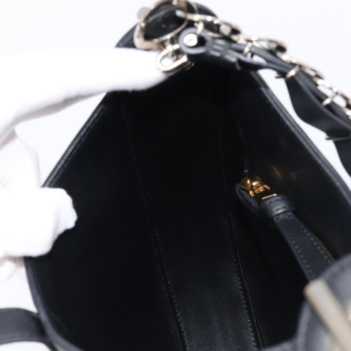 LOEWE Joyce Small Chain Shoulder Bag Leather Black Silver Auth 211155M