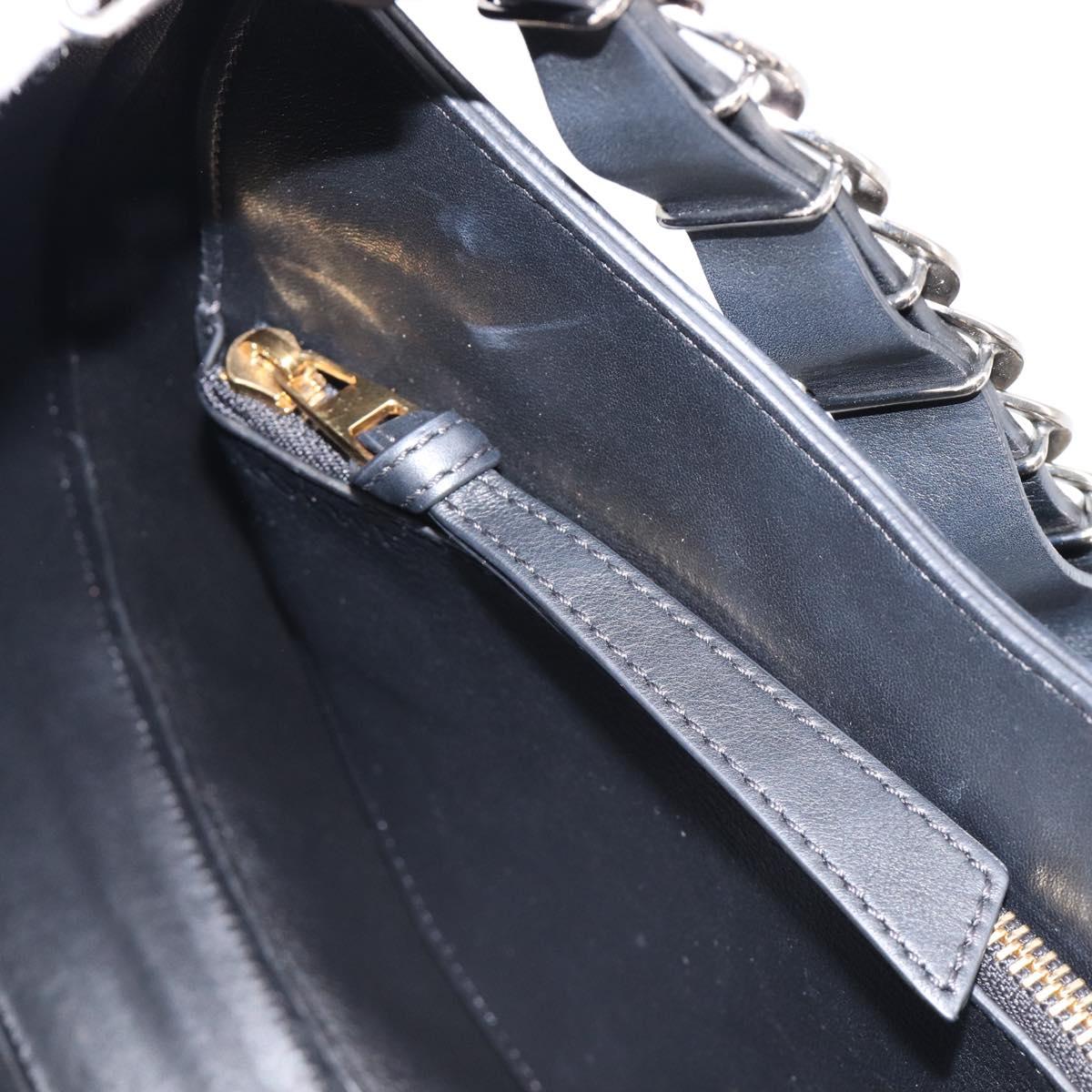 LOEWE Joyce Small Chain Shoulder Bag Leather Black Silver Auth 211155M