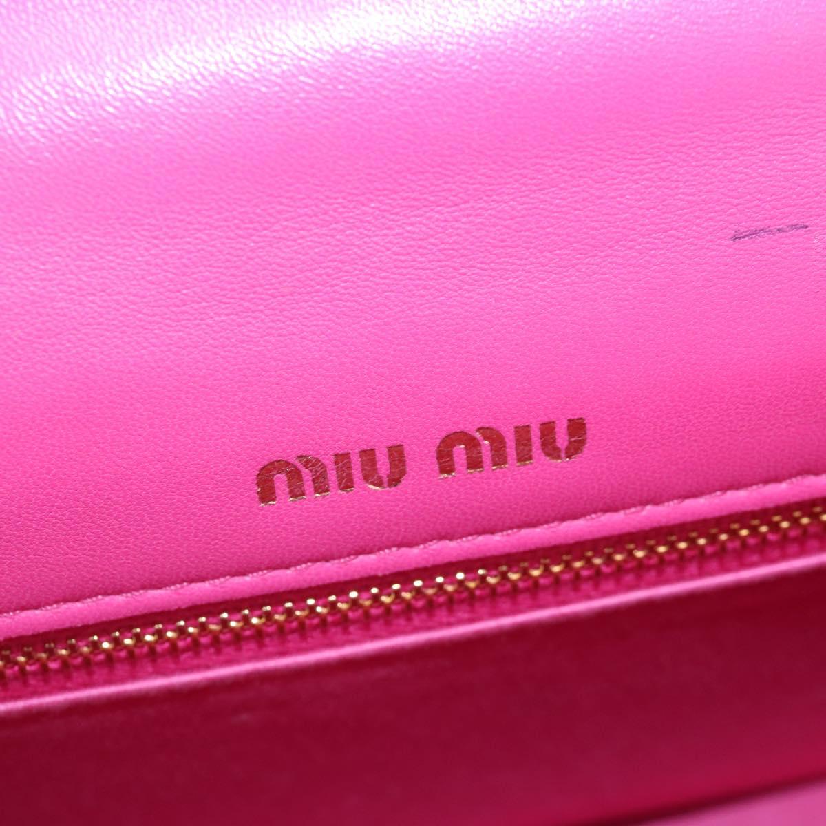 Miu Miu Matelasse Chain Shoulder Bag Denim Leather Navy Gold Tone Auth 211181M